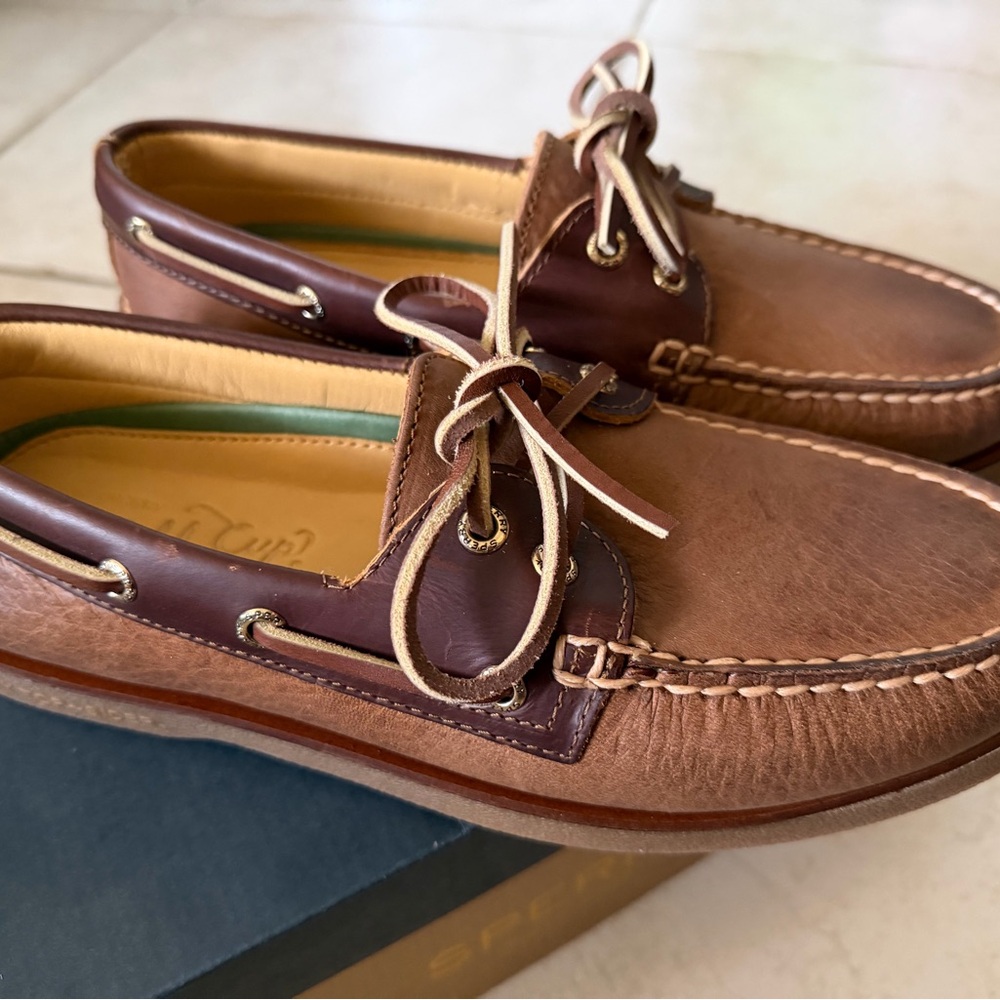 Sperry Gold Cup Leather Boat Shoes Brown Mens 7.5 New w/ Box Premium - Picture 3 of 7